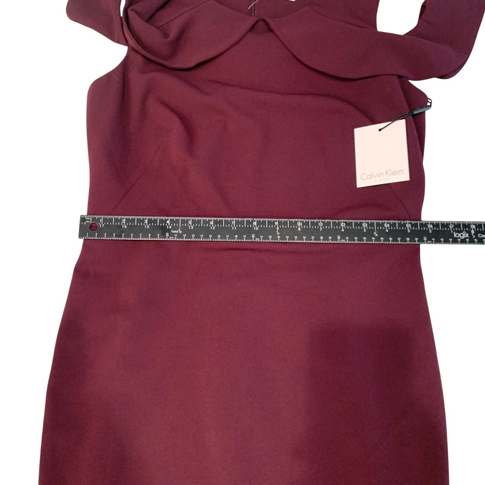 Calvin Klein Burgundy Cold Shoulder Sheath Dress New w/ Tags Women's Size 8 - Picture 13 of 16